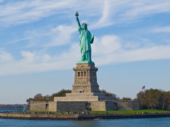 Statue of Liberty seen from the Circle Line ferry, Manhattan, New York